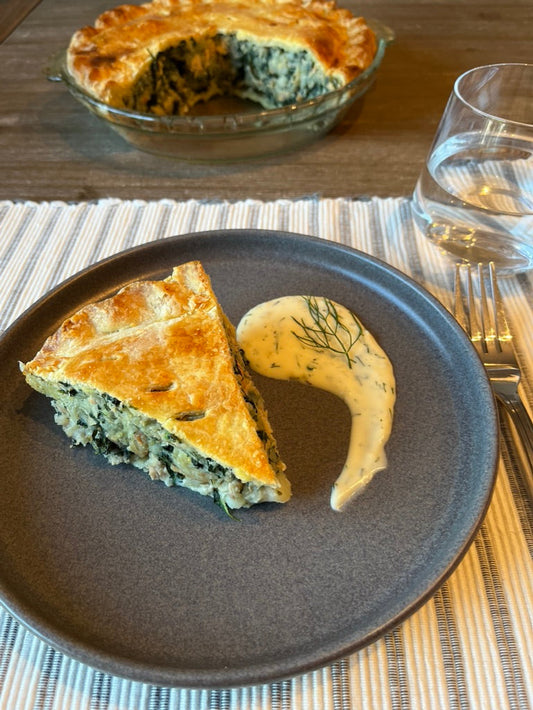 Pâté de saumon, crevettes nordiques et épinards