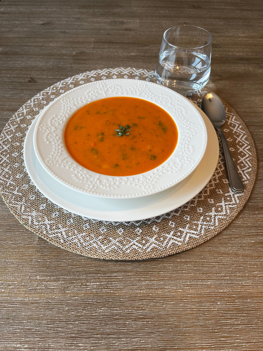Potage aux poivrons rouges rôtis