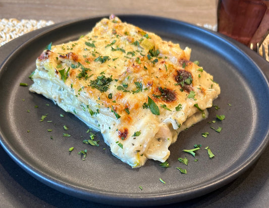 Lasagne crémeuse au poulet et poireaux (ultra facile)